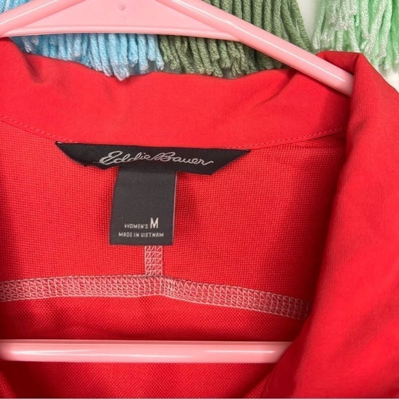 Eddie Bauer Scarlet Nantucket Red Zip Up Rain Windbreaker Jacket Size Medium - Picture 6 of 13